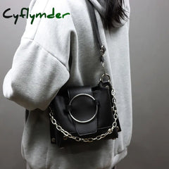 Cyflymder Gothic Messenger Bag Autumn Babes Moto Biker Handbags For Women Pu Leather Chain