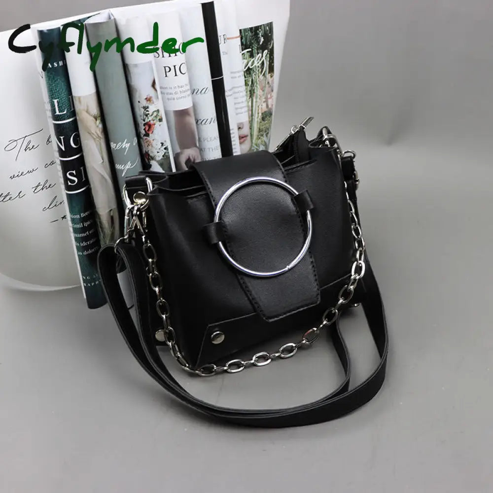 Cyflymder Gothic Messenger Bag Autumn Babes Moto Biker Handbags For Women Pu Leather Chain