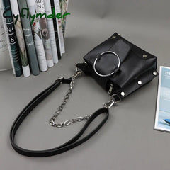 Cyflymder Gothic Messenger Bag Autumn Babes Moto Biker Handbags For Women Pu Leather Chain