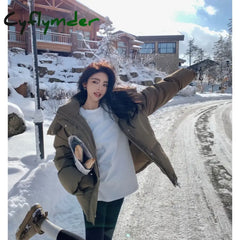 Cyflymder Grey Down Jacket Women Coat Black Hooded Fashion American Streetwear Y2K Style Duck