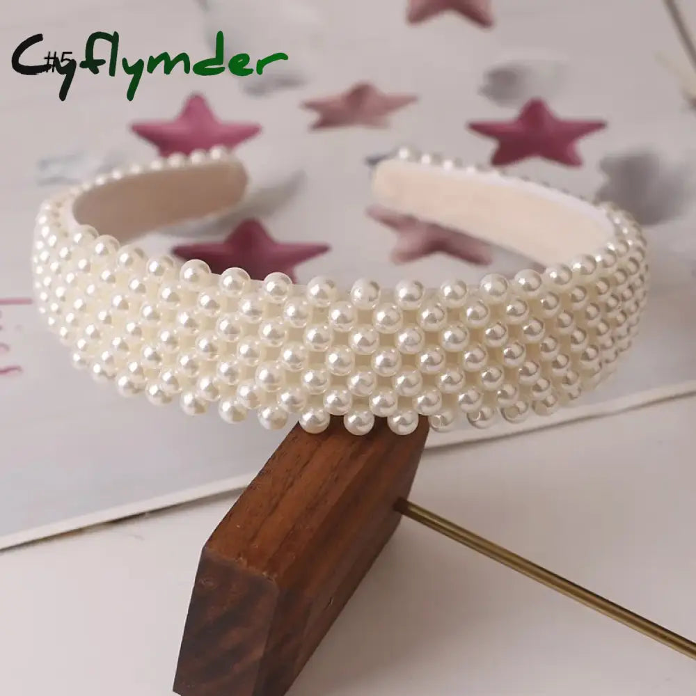 Cyflymder Hair Hoop Women Hairbands Sweet Handbands For Women Beaded Pearl Headbands Accessories