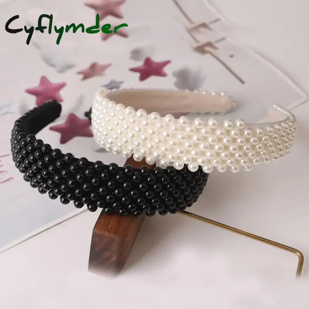 Cyflymder Hair Hoop Women Hairbands Sweet Handbands For Women Beaded Pearl Headbands Accessories