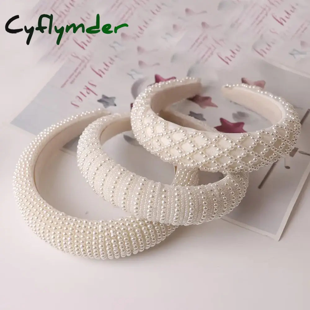 Cyflymder Hair Hoop Women Hairbands Sweet Handbands For Women Beaded Pearl Headbands Accessories