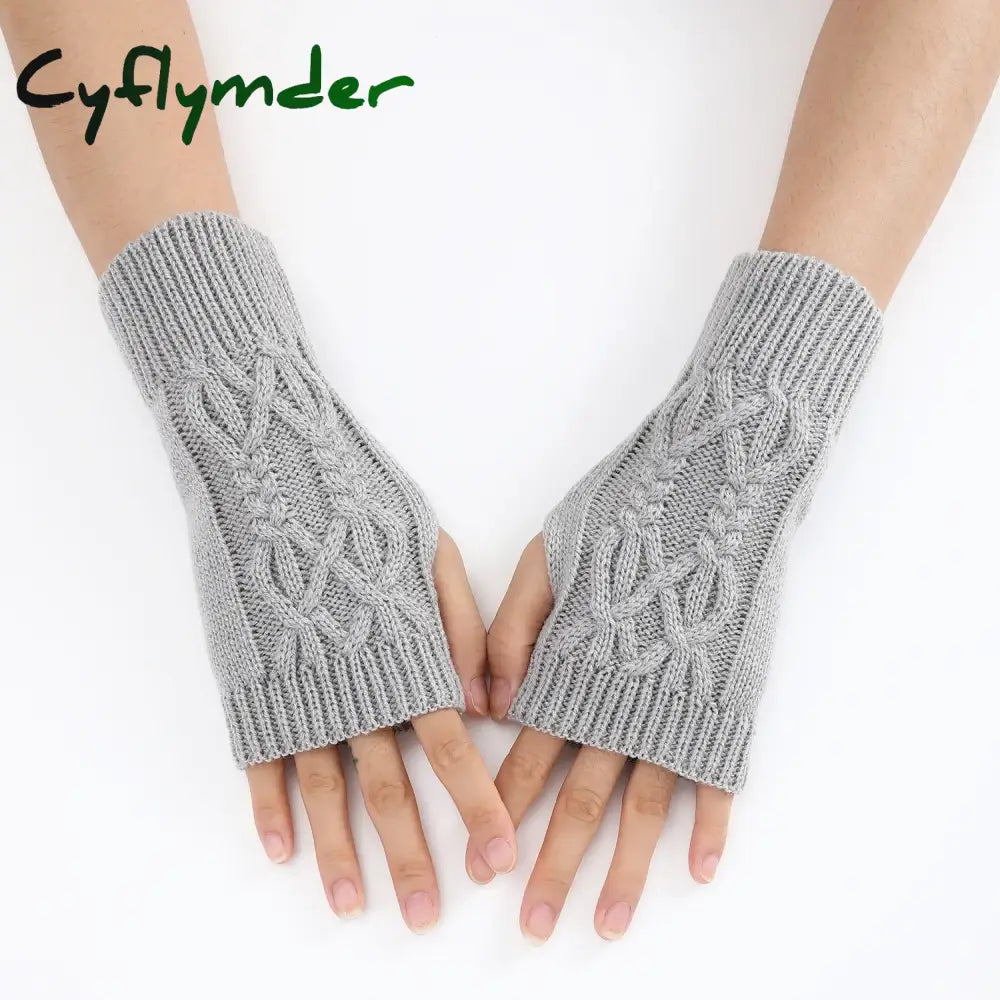 Cyflymder Half Finger Gloves for Women Winter Soft Warm Wool Knitting Arm Gloves Soft Warm Half Finger Handschoenen