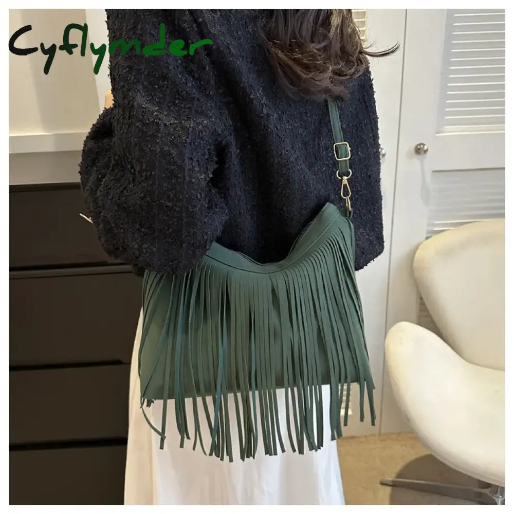 Cyflymder Handbag Big Original Brand Women Bags Brands Replica Retro Large Capacity Tassel Bag