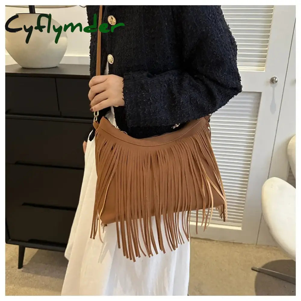 Cyflymder Handbag Big Original Brand Women Bags Brands Replica Retro Large Capacity Tassel Bag