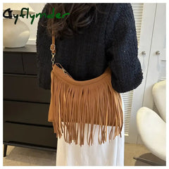 Cyflymder Handbag Big Original Brand Women Bags Brands Replica Retro Large Capacity Tassel Bag