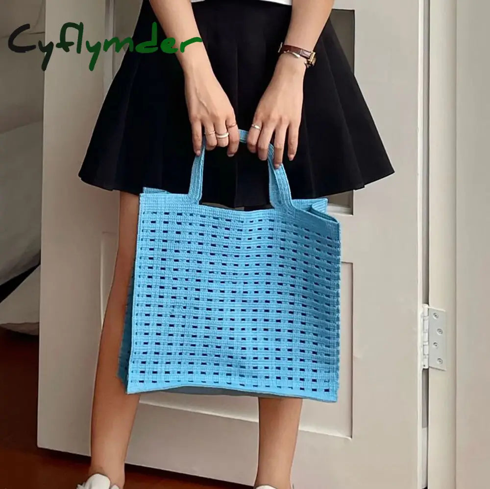 Cyflymder Handbags Shopping Women Bag Totes Female Hollow Out Crochet Spring Summer Hand-Woven