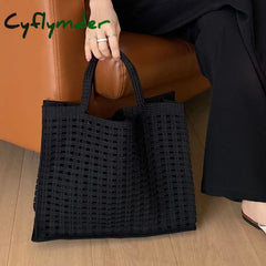 Cyflymder Handbags Shopping Women Bag Totes Female Hollow Out Crochet Spring Summer Hand-Woven