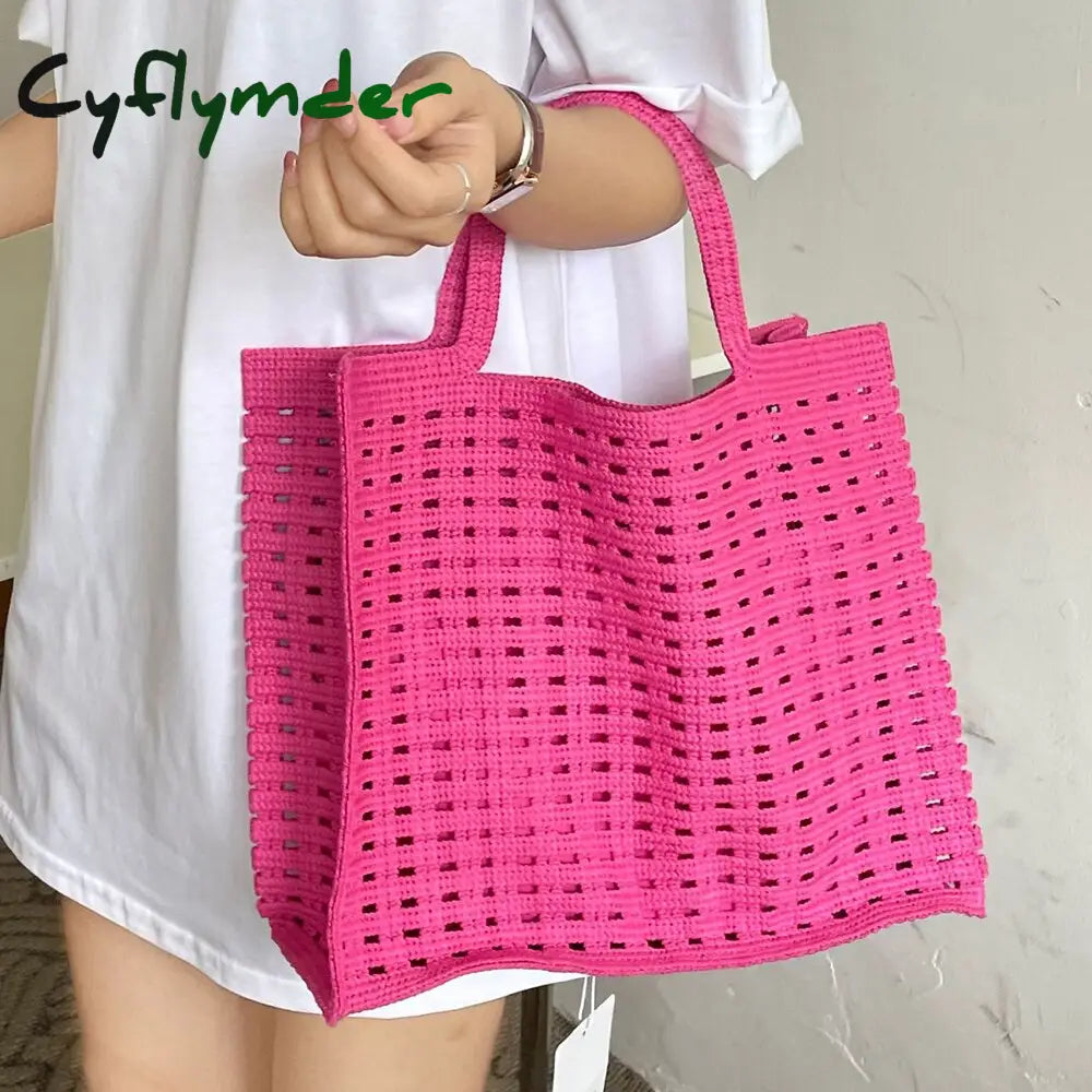 Cyflymder Handbags Shopping Women Bag Totes Female Hollow Out Crochet Spring Summer Hand-Woven