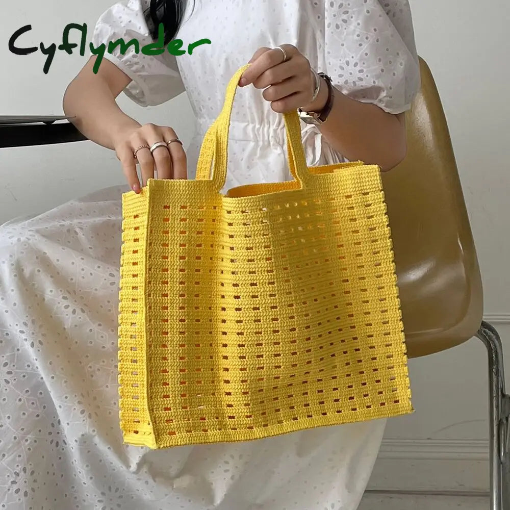 Cyflymder Handbags Shopping Women Bag Totes Female Hollow Out Crochet Spring Summer Hand-Woven