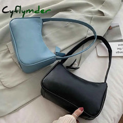 Cyflymder Handle Bag Women Retro Handbag Pu Leather Shoulder Totes Underarm Vintage Top Female