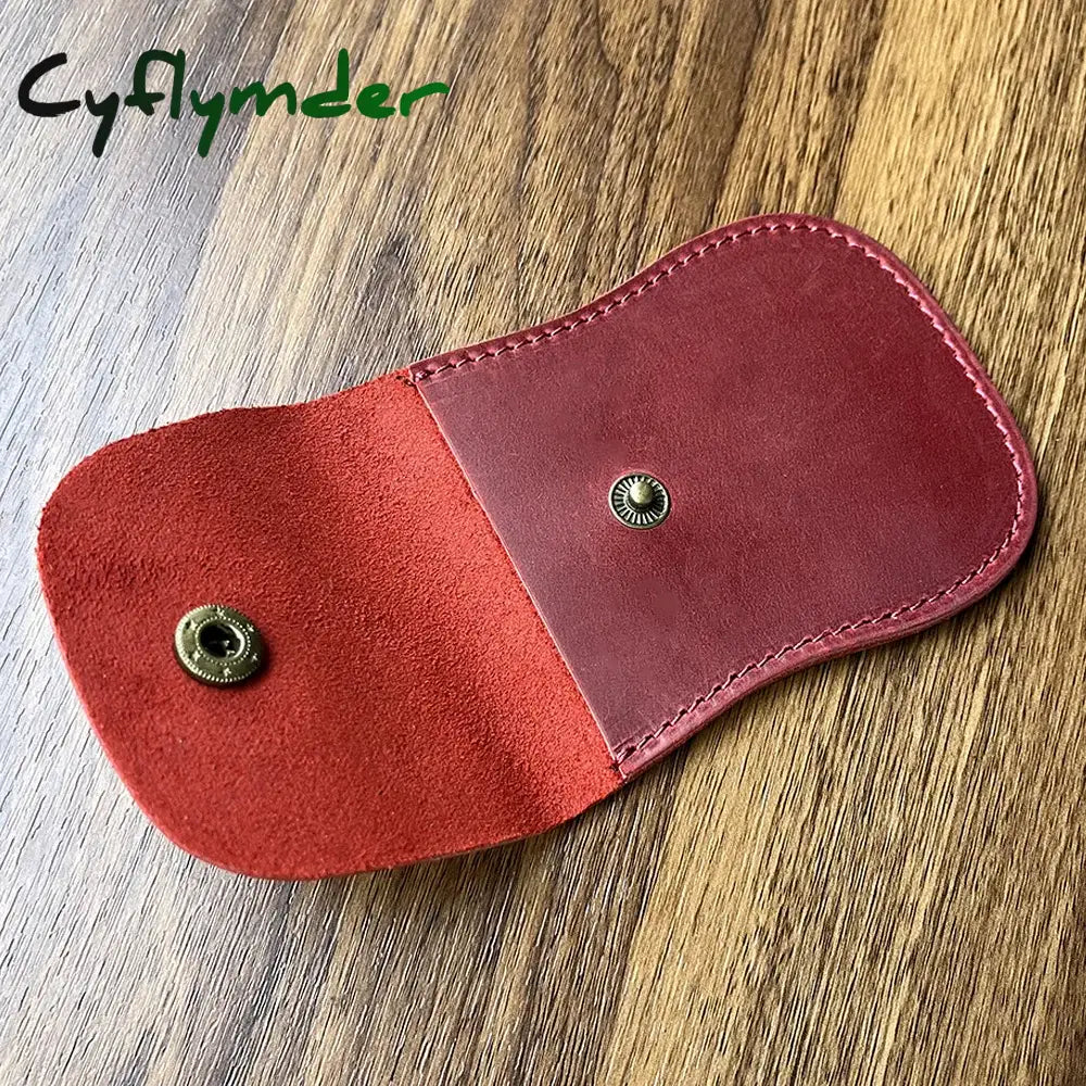 Cyflymder Handmade Designer Men Coin Purse Cowhide And Card Retro Change Wallet Mini Bag