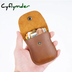 Cyflymder Handmade Designer Men Coin Purse Cowhide And Card Retro Change Wallet Mini Bag