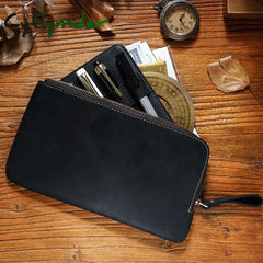Cyflymder Handmade Zipper Pen Case Leather For Men Women Holder Pouch Vintage Box Organizer Boys