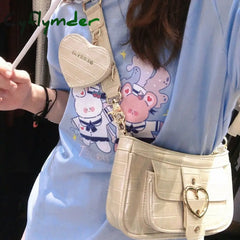 Cyflymder Harajuku Kawaii Lolita Shoulder Bag Women Pu Leather Candy Color Sweet Cute Crossbody