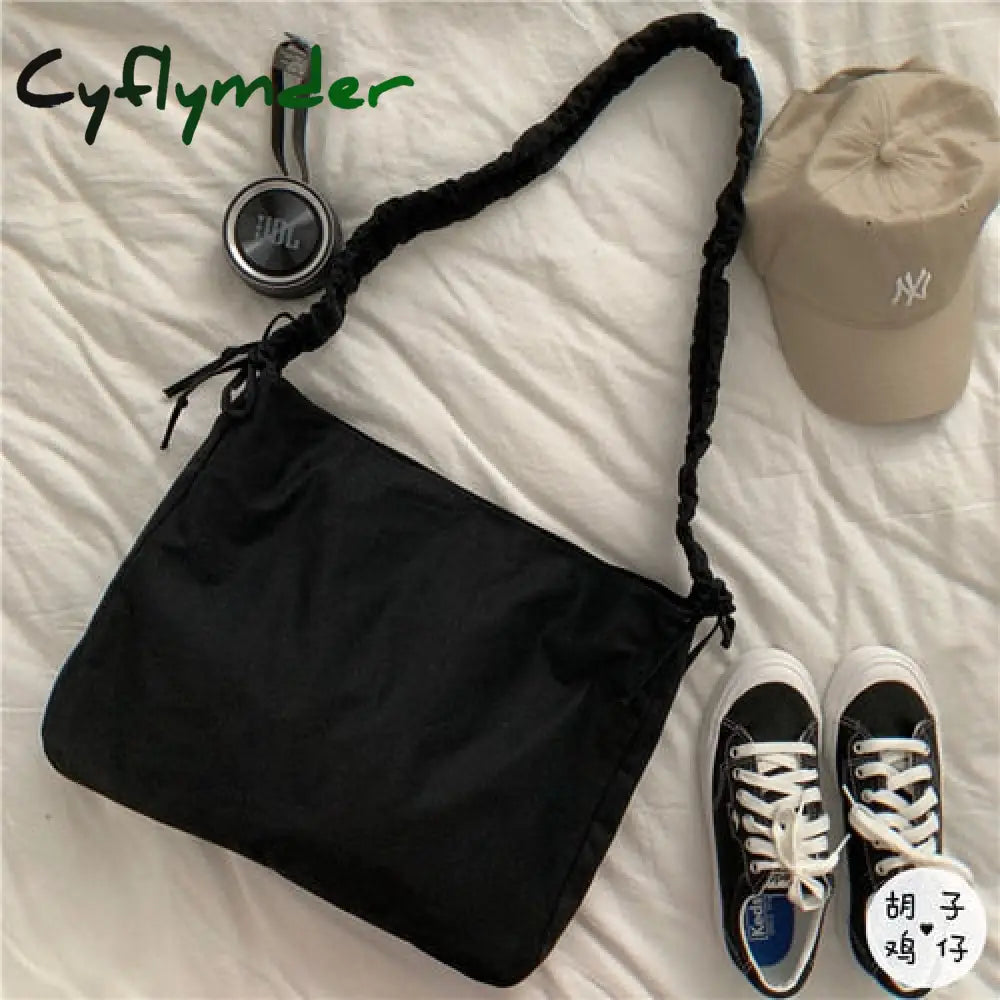 Cyflymder Harajuku New Fashion Folding Women Handbag Tote Ladies Casual Canvas Bag Aesthetic