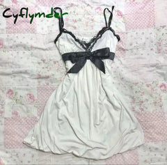 Cyflymder Harajuku Retro Y2K E-Girl Casual Dress Sexy Slim Chic Graphic Print Lace-Up Halter Neck Dresses Goth Grunge