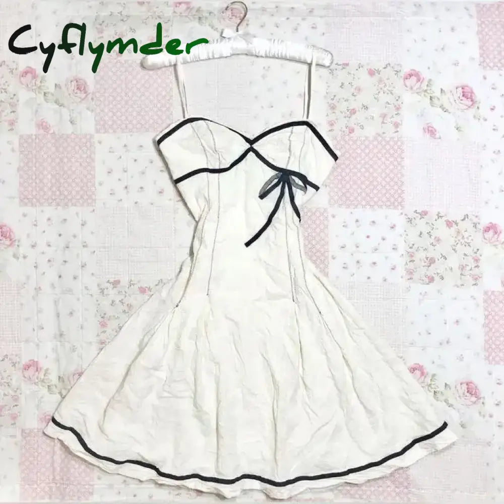 Cyflymder Harajuku Retro Y2K E-Girl Casual Dress Sexy Slim Chic Graphic Print Lace-Up Halter Neck Dresses Goth Grunge