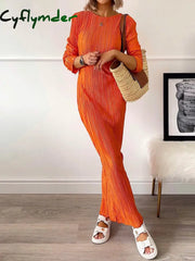 Cyflymder - Havana Calling Plisse Long Dress Orange / Xs Dresses