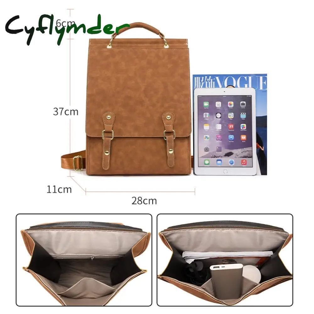 Cyflymder High Capacity Leather Women Backpack New Female Vintage Travelling Shoulder Bag Mochilas