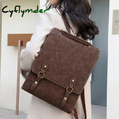 Cyflymder High Capacity Leather Women Backpack New Female Vintage Travelling Shoulder Bag Mochilas