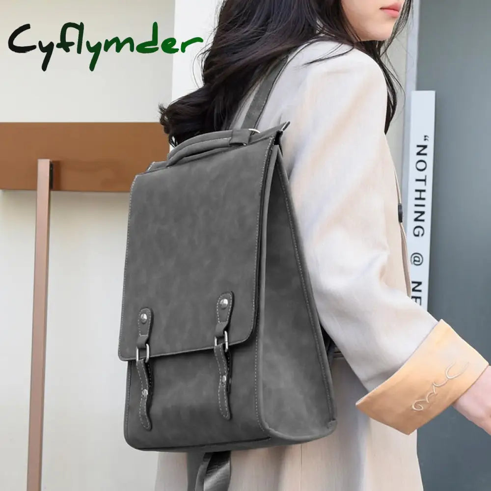 Cyflymder High Capacity Leather Women Backpack New Female Vintage Travelling Shoulder Bag Mochilas