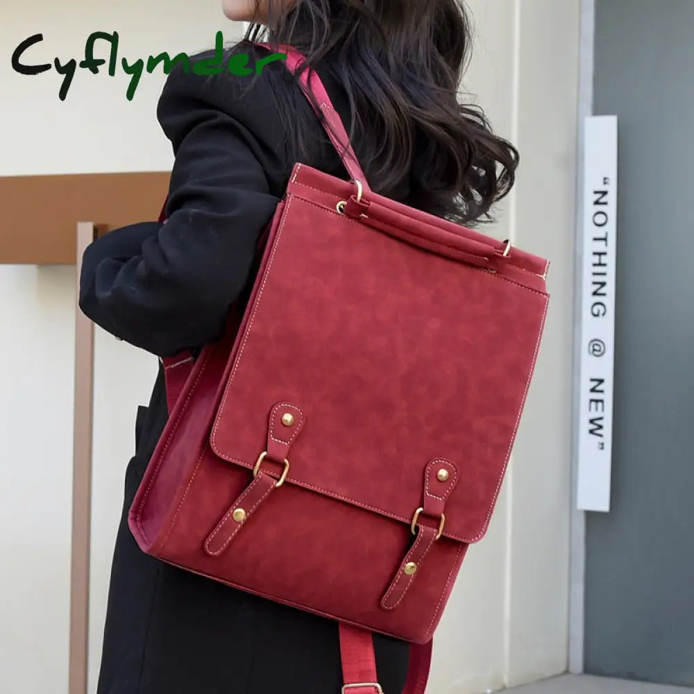 Cyflymder High Capacity Leather Women Backpack New Female Vintage Travelling Shoulder Bag Mochilas