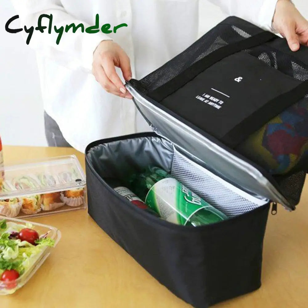 Cyflymder High Capacity Women Mesh Transparent Bag Double-Layer Heat Preservation Large Picnic