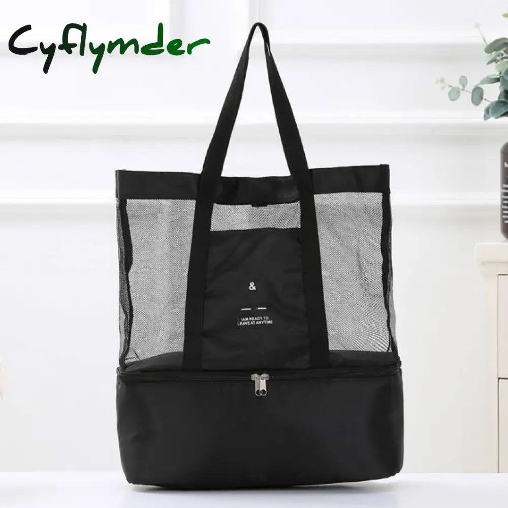 Cyflymder High Capacity Women Mesh Transparent Bag Double-Layer Heat Preservation Large Picnic