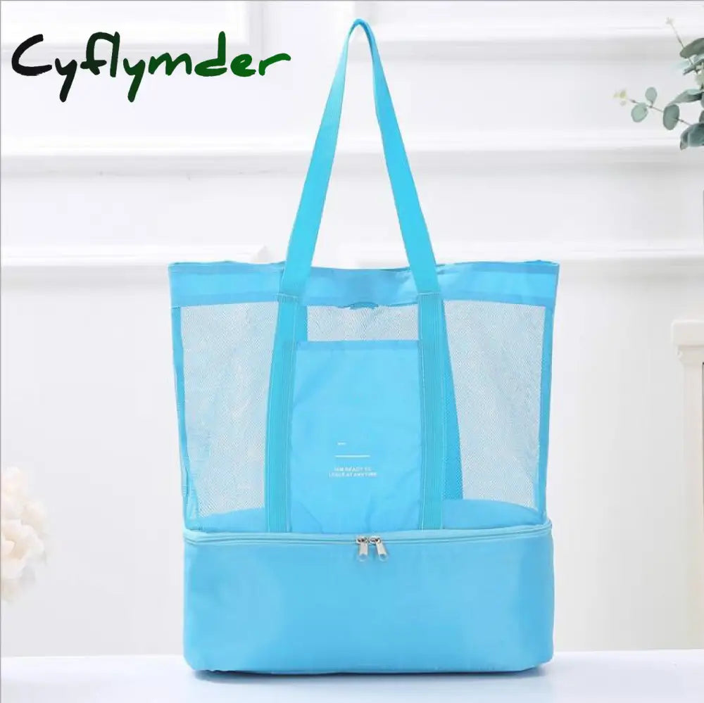 Cyflymder High Capacity Women Mesh Transparent Bag Double-Layer Heat Preservation Large Picnic