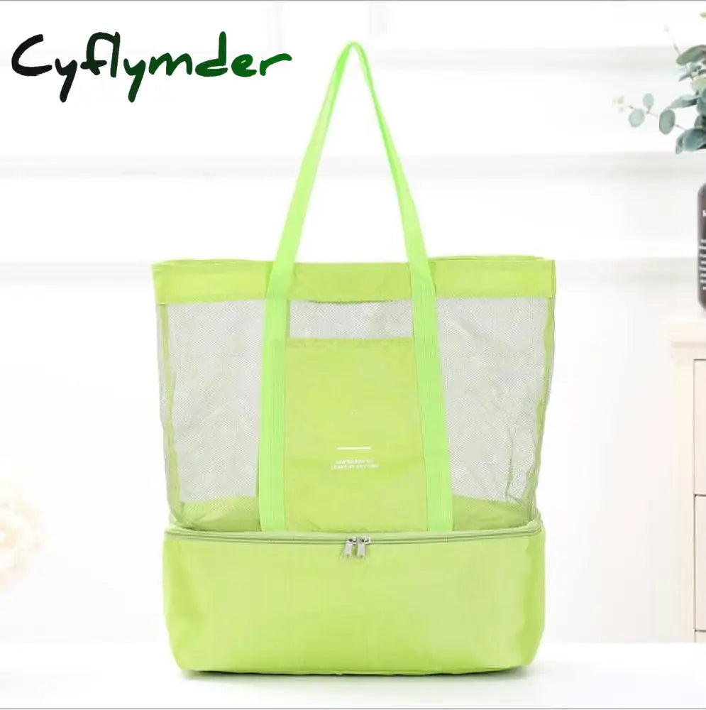 Cyflymder High Capacity Women Mesh Transparent Bag Double-Layer Heat Preservation Large Picnic