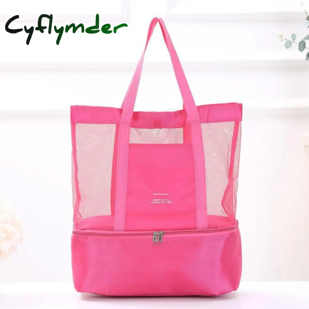 Cyflymder High Capacity Women Mesh Transparent Bag Double-Layer Heat Preservation Large Picnic