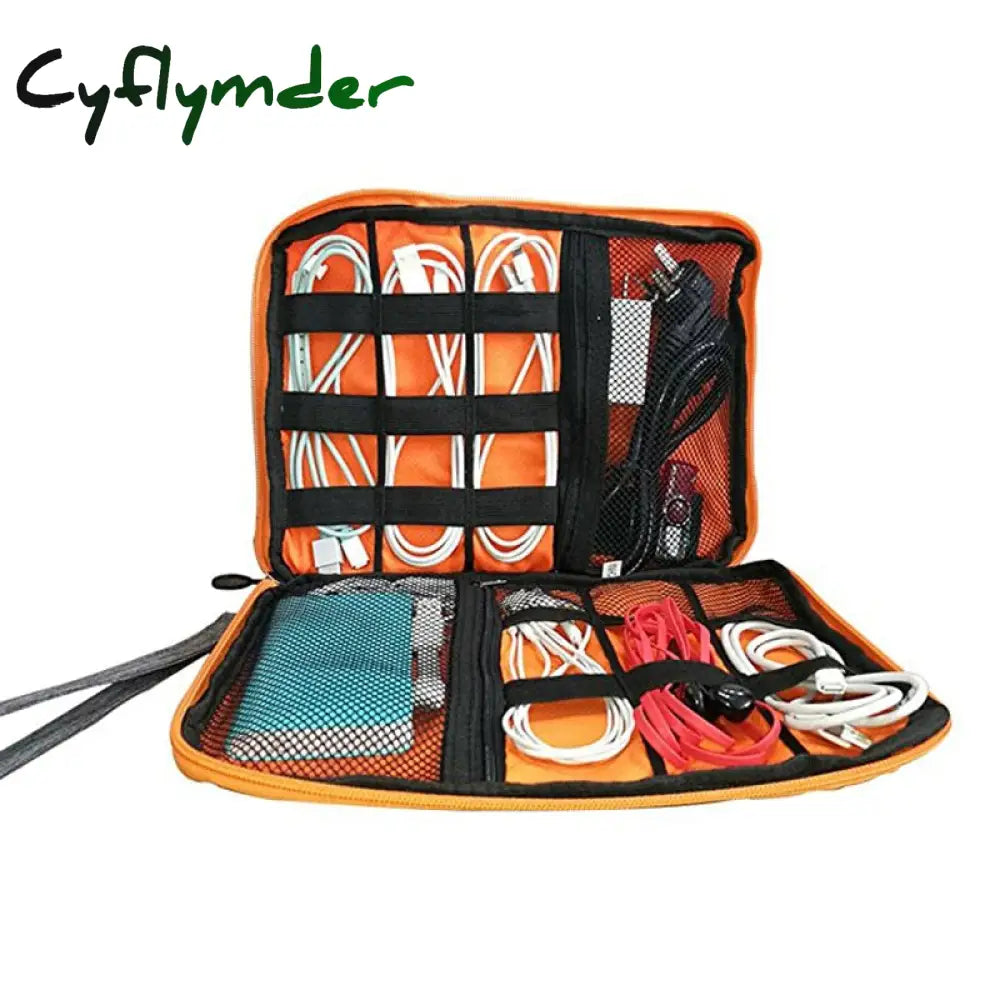 Cyflymder High Grade Nylon 2 Layers Travel Electronic Accessories Organizer Bag Gadget Carry