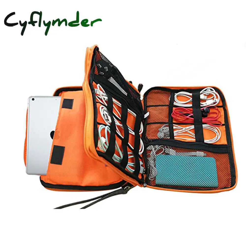 Cyflymder High Grade Nylon 2 Layers Travel Electronic Accessories Organizer Bag Gadget Carry