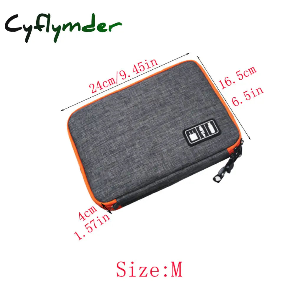 Cyflymder High Grade Nylon 2 Layers Travel Electronic Accessories Organizer Bag Gadget Carry