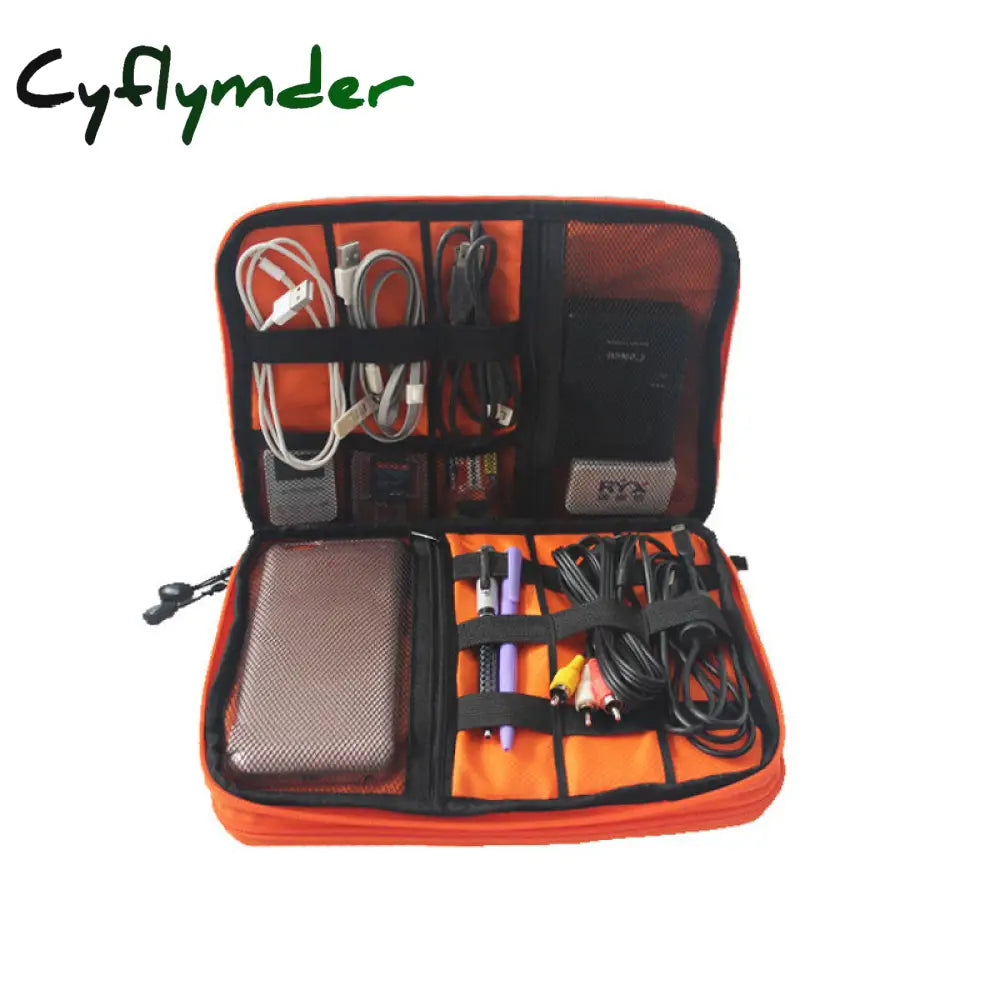 Cyflymder High Grade Nylon 2 Layers Travel Electronic Accessories Organizer Bag Gadget Carry