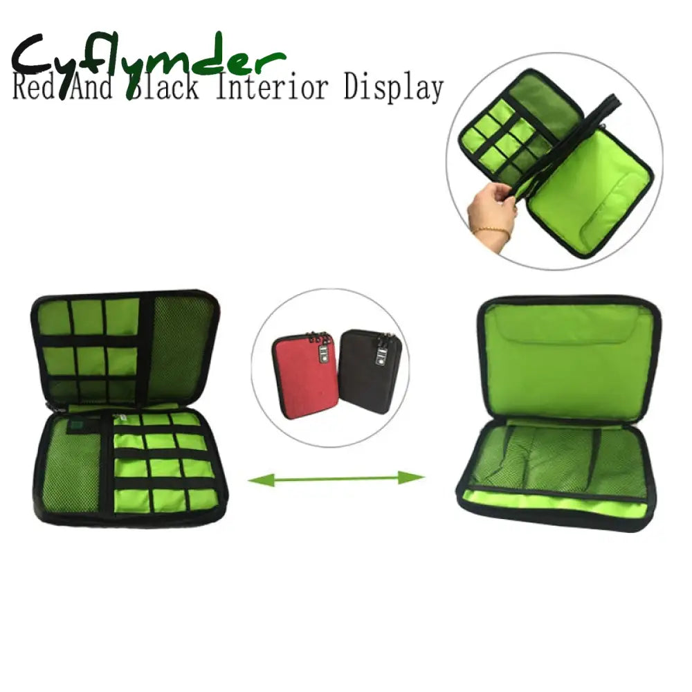 Cyflymder High Grade Nylon 2 Layers Travel Electronic Accessories Organizer Bag Gadget Carry