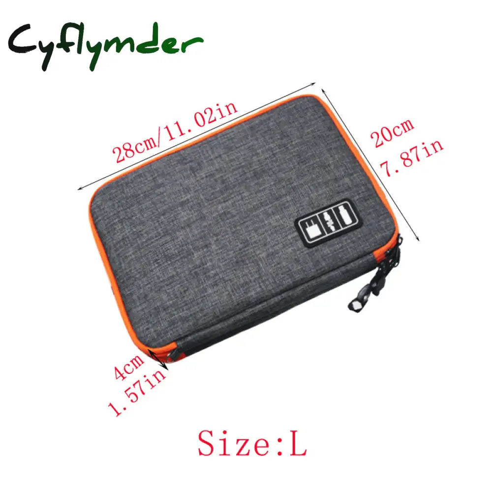 Cyflymder High Grade Nylon 2 Layers Travel Electronic Accessories Organizer Bag Gadget Carry