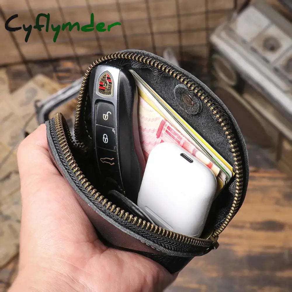 Cyflymder High Grade Real Leather Coin Purse Men’s Fashion Key Bag Women Luxury Small Wallet Bank Card Bluetooth