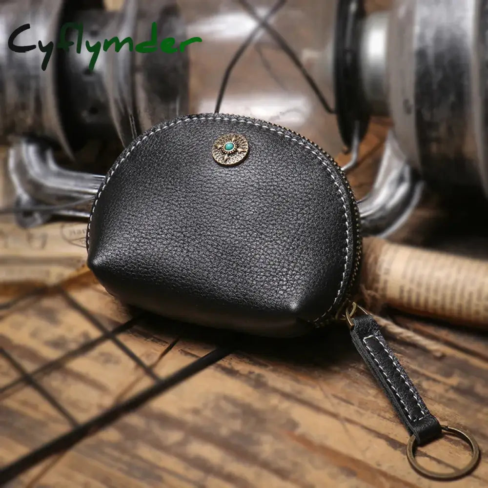 Cyflymder High Grade Real Leather Coin Purse Men’s Fashion Key Bag Women Luxury Small Wallet Bank Card Bluetooth
