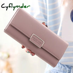 Cyflymder High Quality 3 Fold Women’s Wallet Brand Pu Leather Long Purse Clutch Coin Phone Pocket