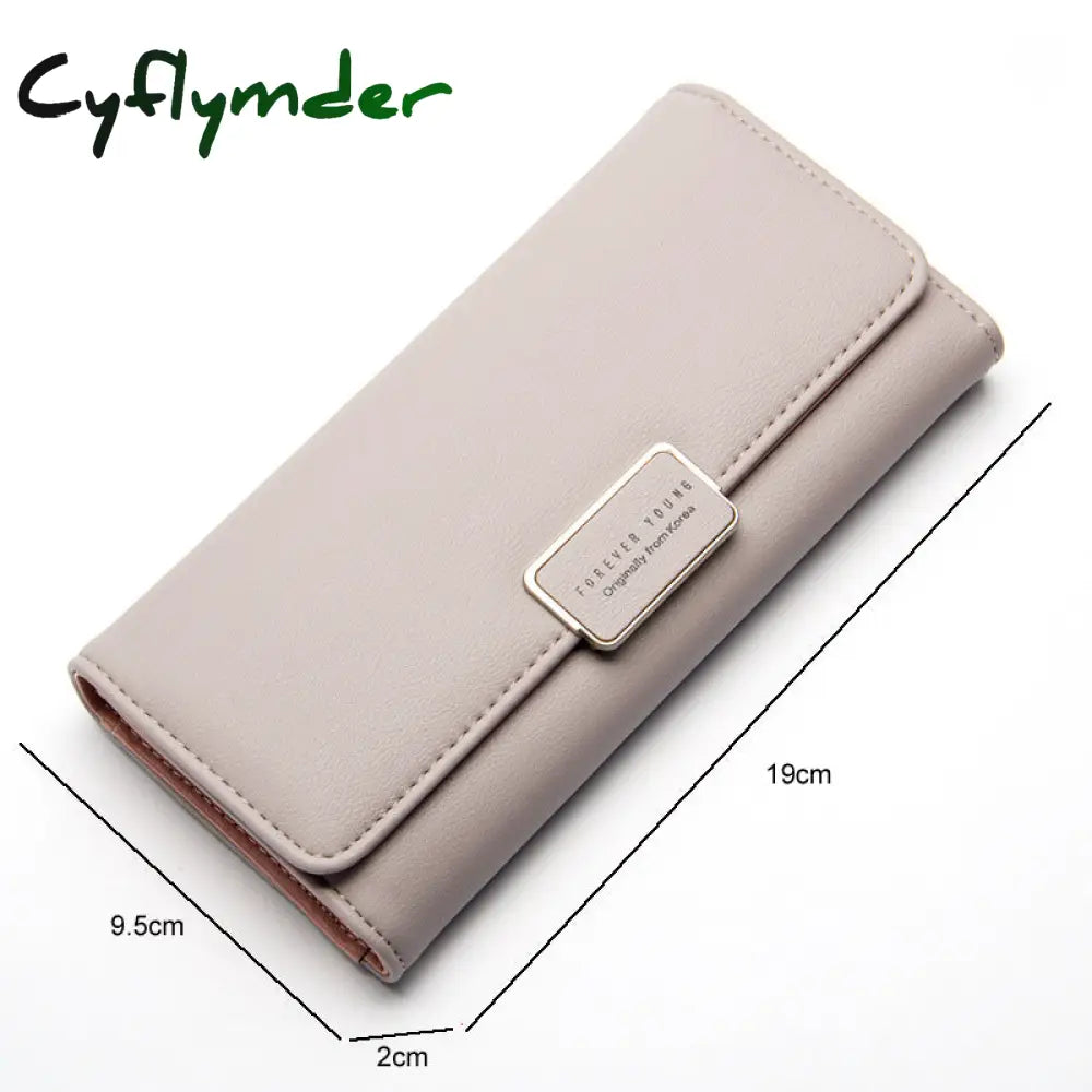 Cyflymder High Quality 3 Fold Women’s Wallet Brand Pu Leather Long Purse Clutch Coin Phone Pocket