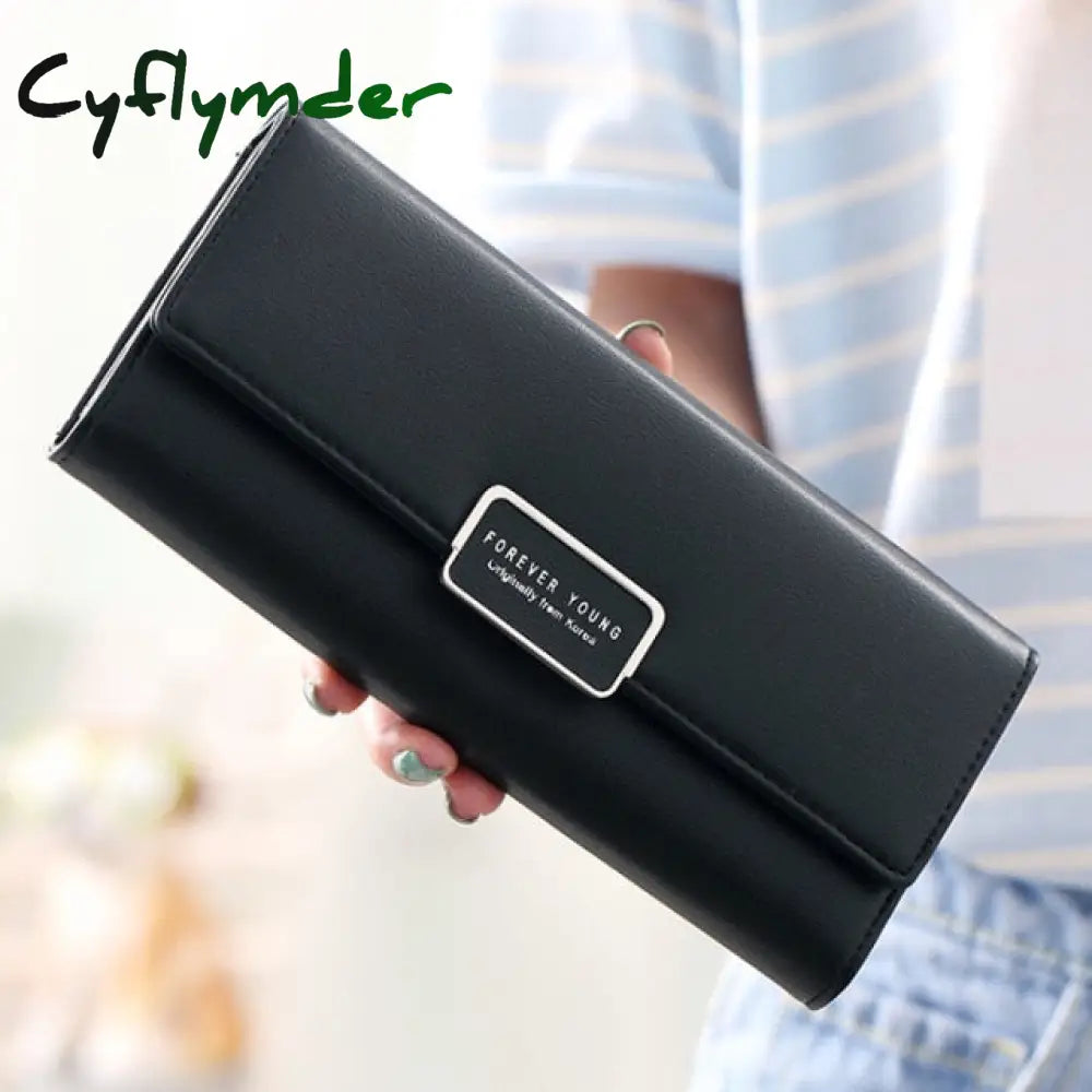 Cyflymder High Quality 3 Fold Women’s Wallet Brand Pu Leather Long Purse Clutch Coin Phone Pocket