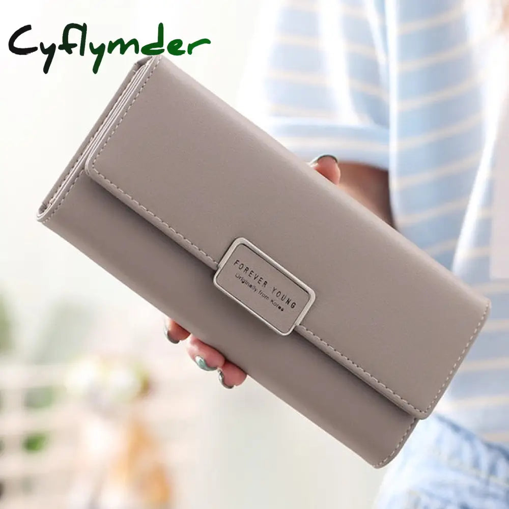 Cyflymder High Quality 3 Fold Women’s Wallet Brand Pu Leather Long Purse Clutch Coin Phone Pocket