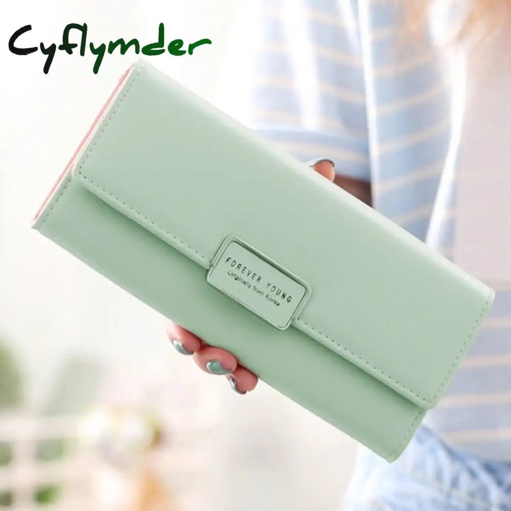 Cyflymder High Quality 3 Fold Women’s Wallet Brand Pu Leather Long Purse Clutch Coin Phone Pocket