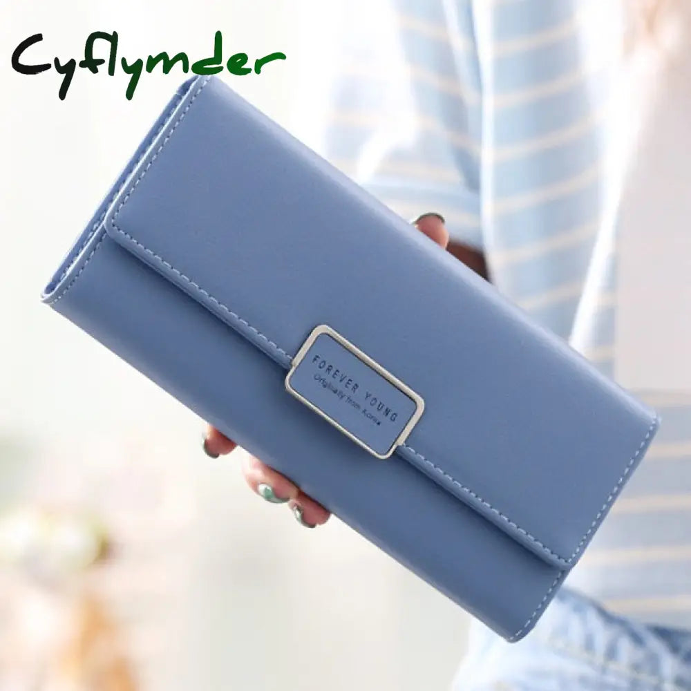 Cyflymder High Quality 3 Fold Women’s Wallet Brand Pu Leather Long Purse Clutch Coin Phone Pocket