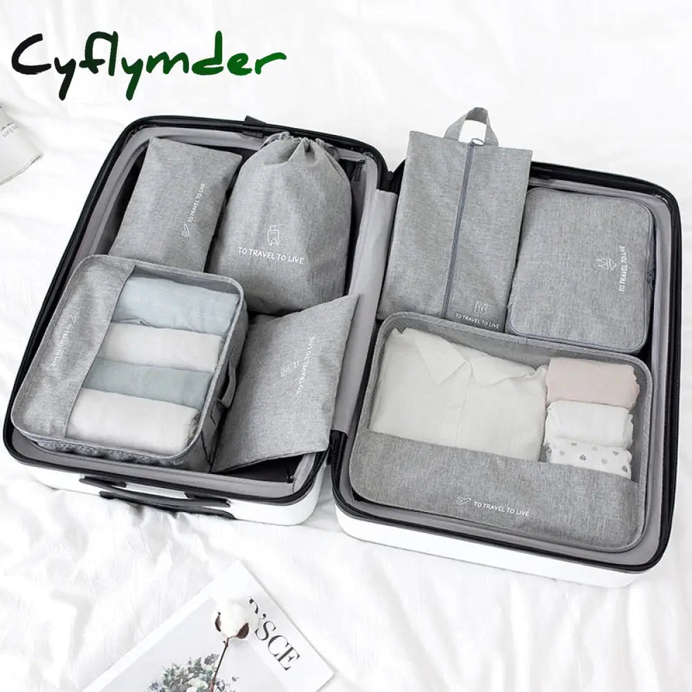 Cyflymder High Quality 7Pcs/Set Travel Bag Set Women Men Luggage Organizer For Clothes Shoe