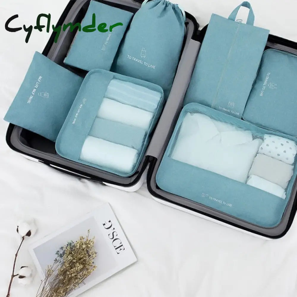 Cyflymder High Quality 7Pcs/Set Travel Bag Set Women Men Luggage Organizer For Clothes Shoe