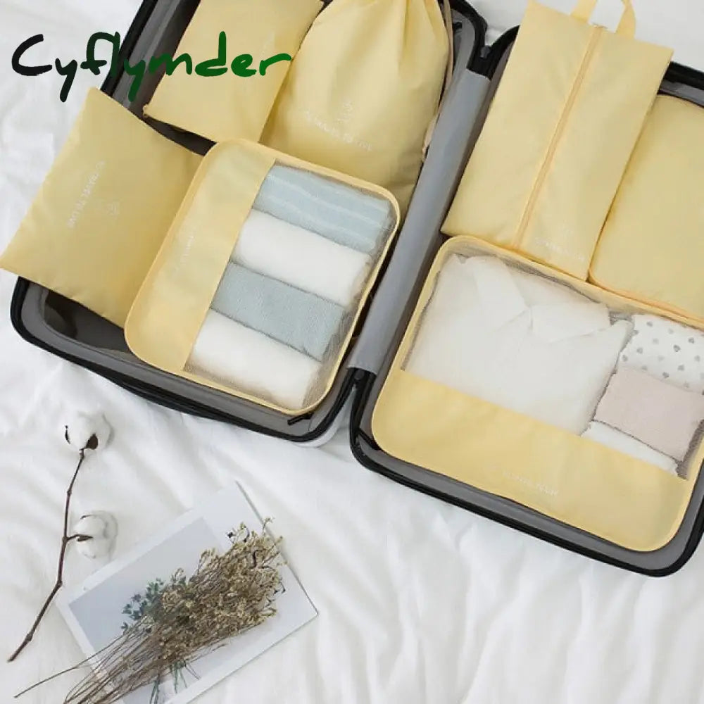 Cyflymder High Quality 7Pcs/Set Travel Bag Set Women Men Luggage Organizer For Clothes Shoe